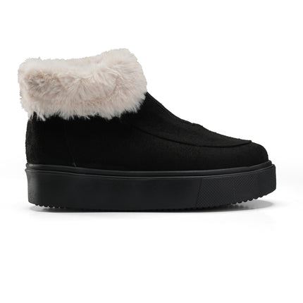 Fur Lined Sneakers for Winter Warmth - Black