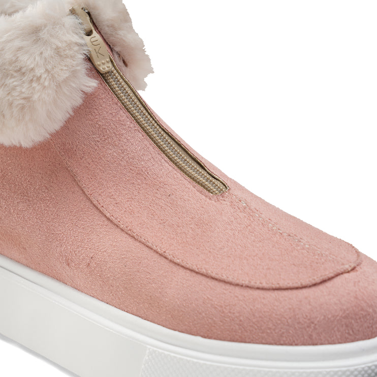 Fur Lined Sneakers for Winter Warmth - Pink