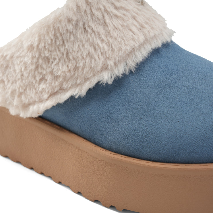 Faux Fur Mules That Keep You Stylish and Warm - Blue