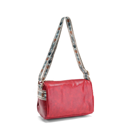 Boho-Inspired Shoulder Bag - Red