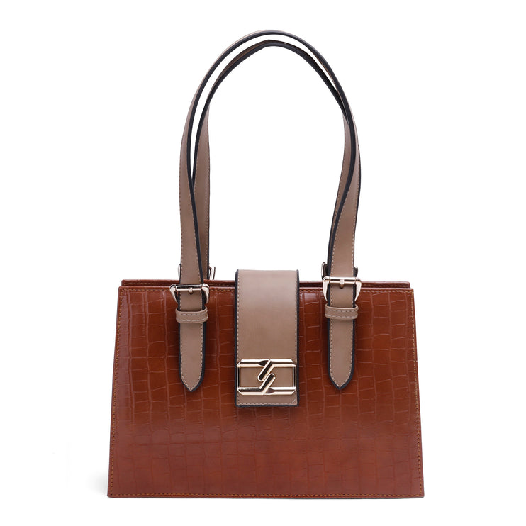 Stride | Faux Leather Hand Bag - Camel