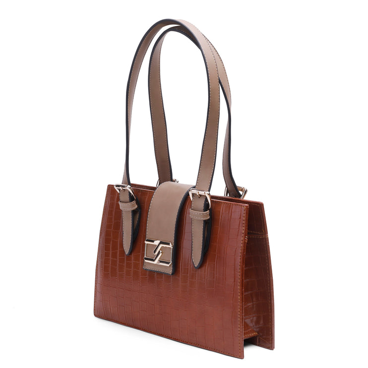 Stride | Faux Leather Hand Bag - Camel