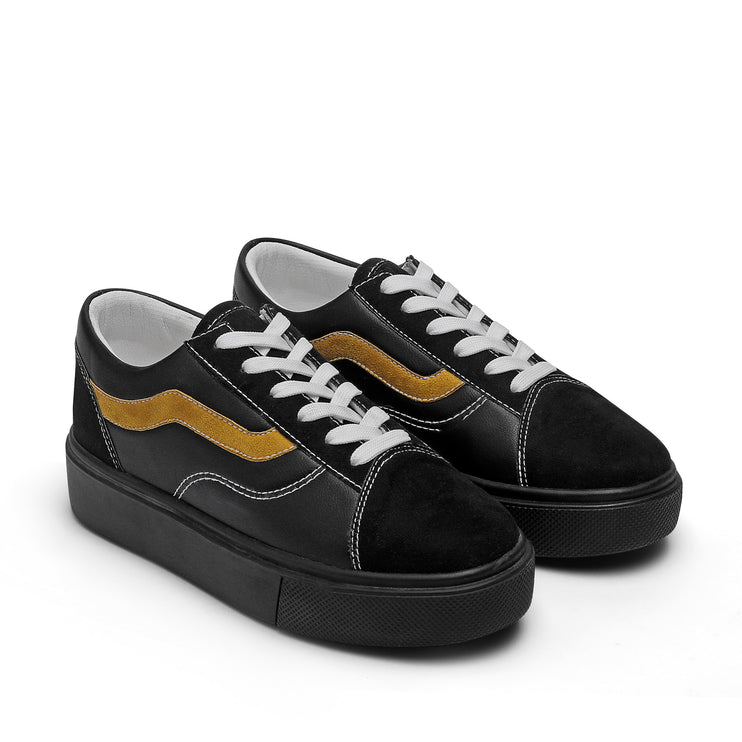 Strike | Lace Up Sneakers - Black X Yellow